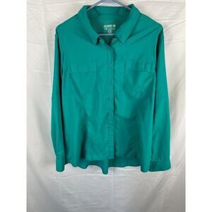 Reel Legends Saltwater Shirt Long Sleeve Button Down Performance Green 1Xl